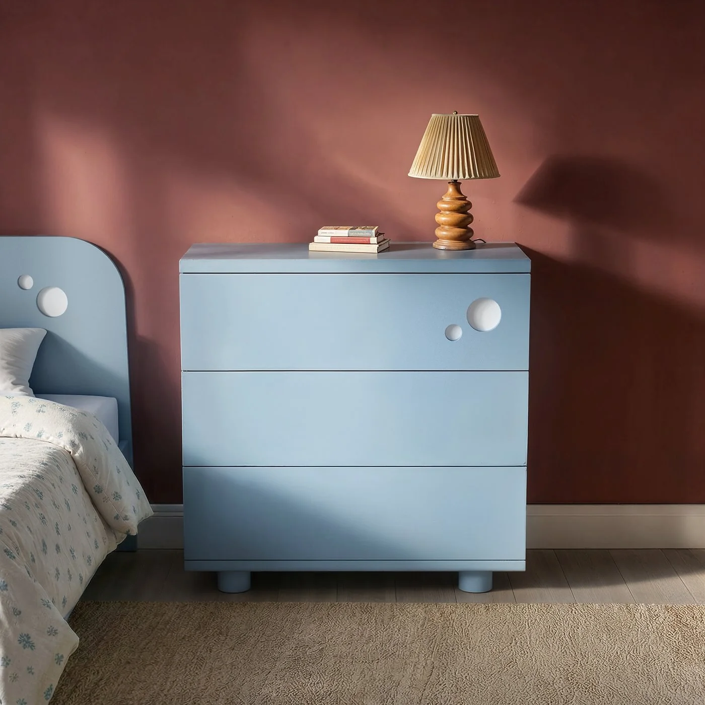 Flair Livana Chest of 3 Drawers White & Blue