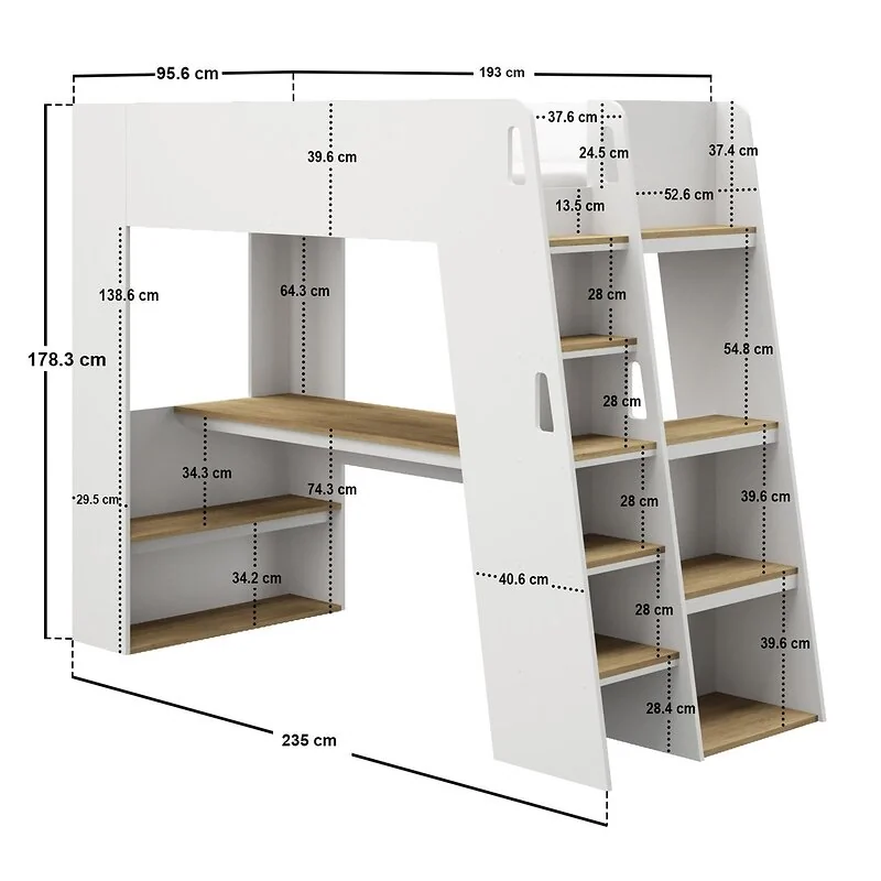 Flair Fern Staircase High Sleeper White & Oak image 5