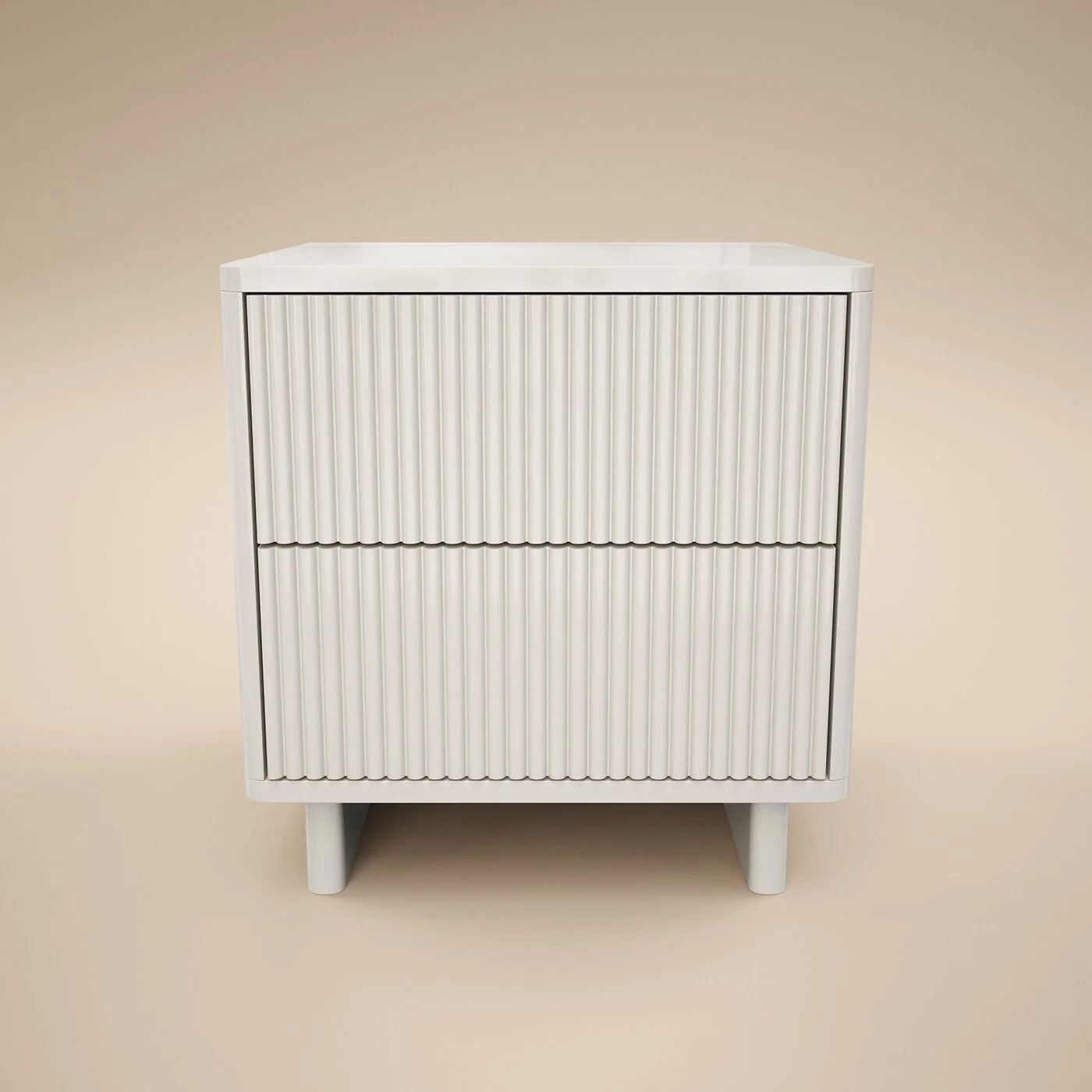 SOLACE+CO Velmor 2 Drawer Ribbed Bedside Table White image 5