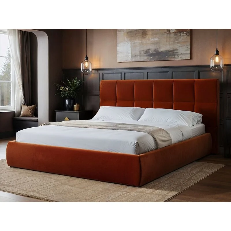 SOLACE+CO Mika Ottoman Bed Burnt Orange Velvet