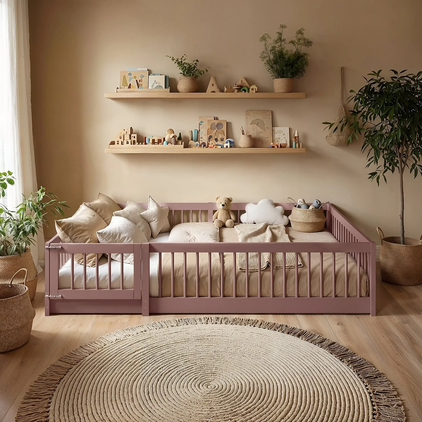 Flair Imogen Montessori Toddler Floor Bed with Safety Fence