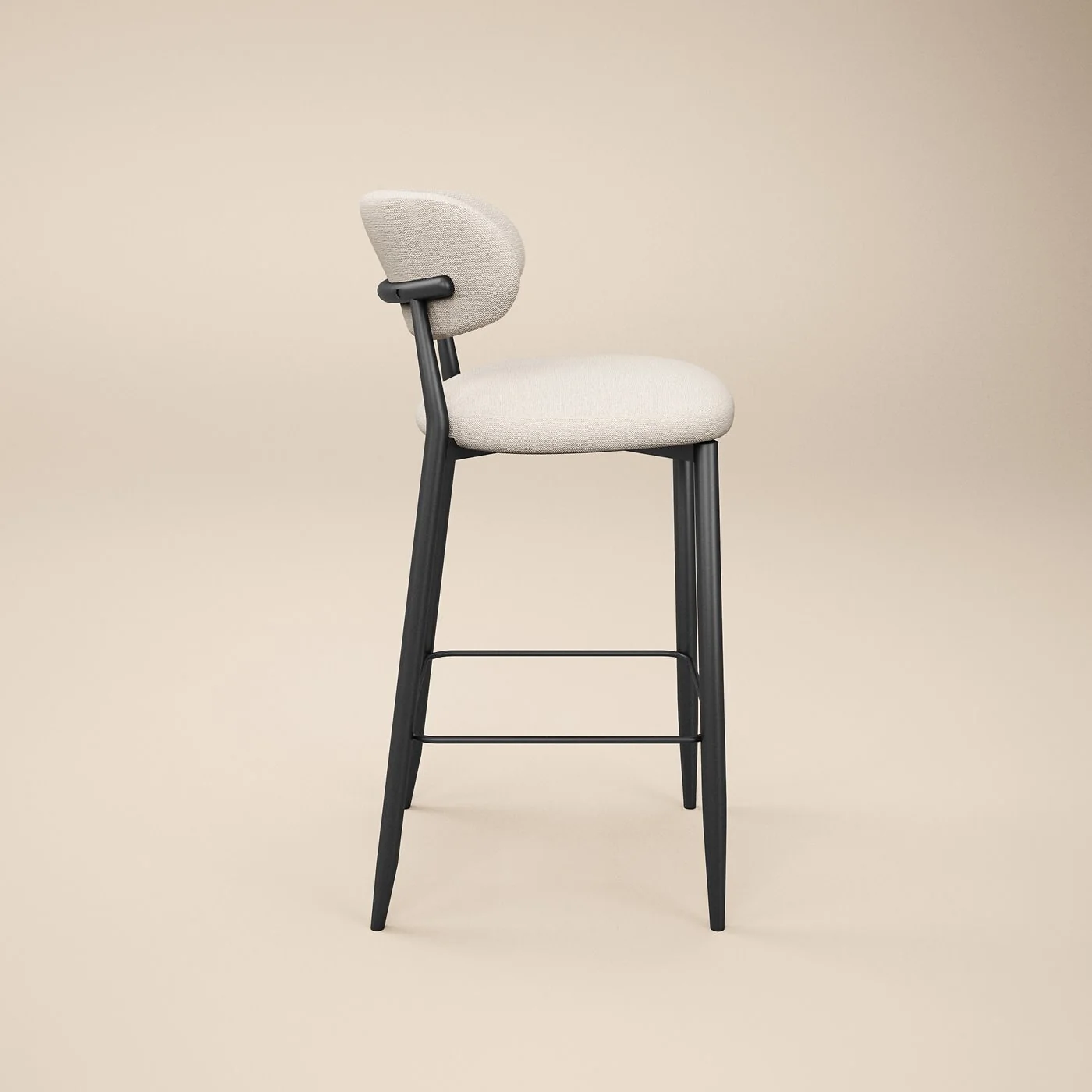 SOLACE+CO Cyra Set of 2 Bar Stools with Curved Back & Footrest Beige Chenille image 5
