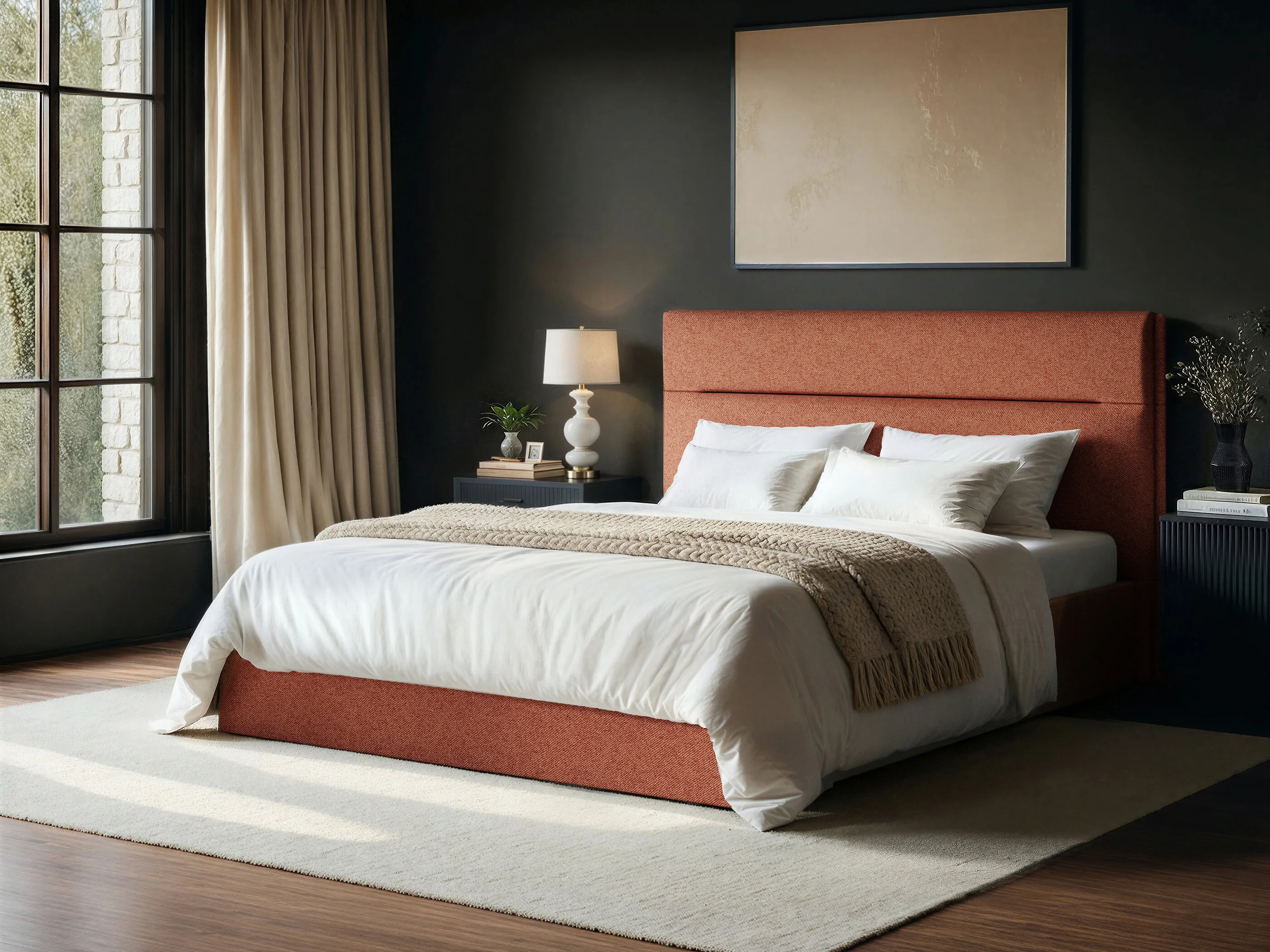 SOLACE+CO Nela Woven Fabric Ottoman Bed