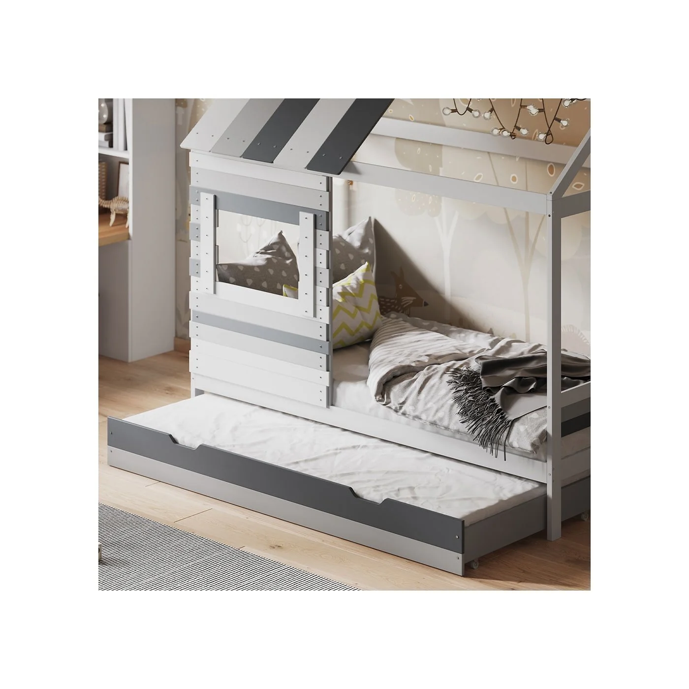 Flair Woodland House with Trundle White/Grey image 3