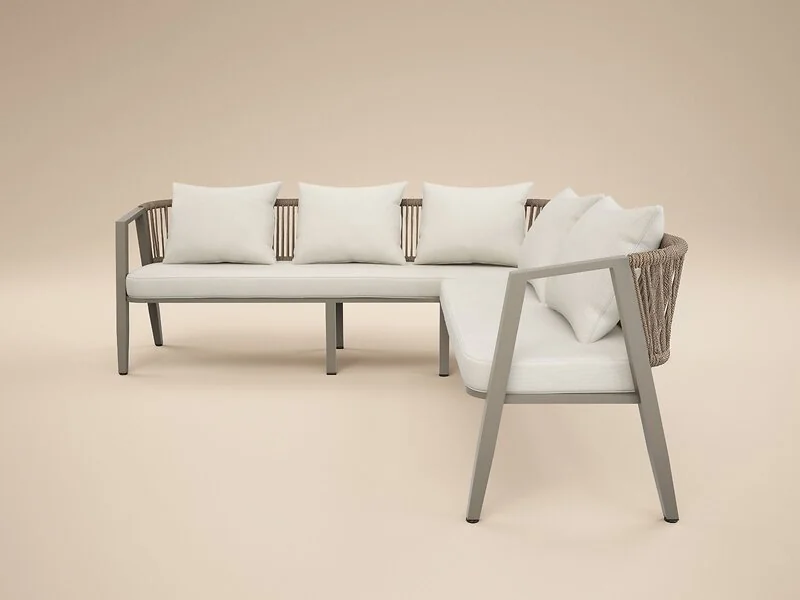 SOLACE+CO Dayton Corner Sofa & Coffee Table Garden Set Beige – view 4