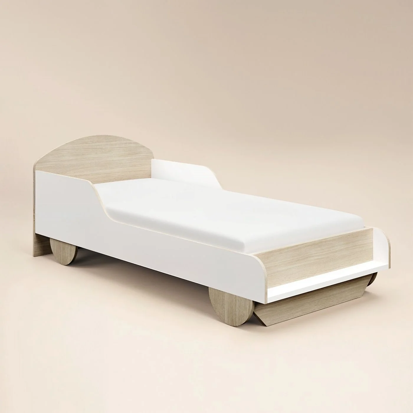 Flair Oliver Car Wooden Bed White & Oak image 3