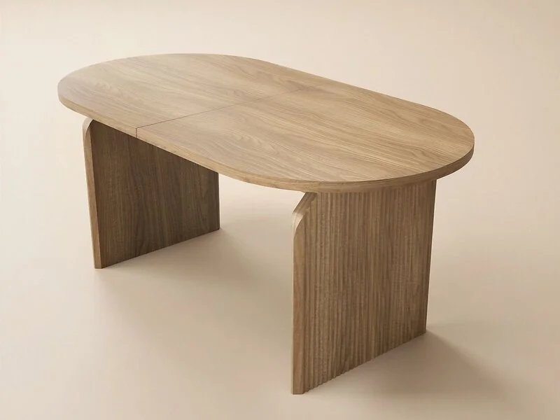 Varm oak effect extendable dining table - cutout