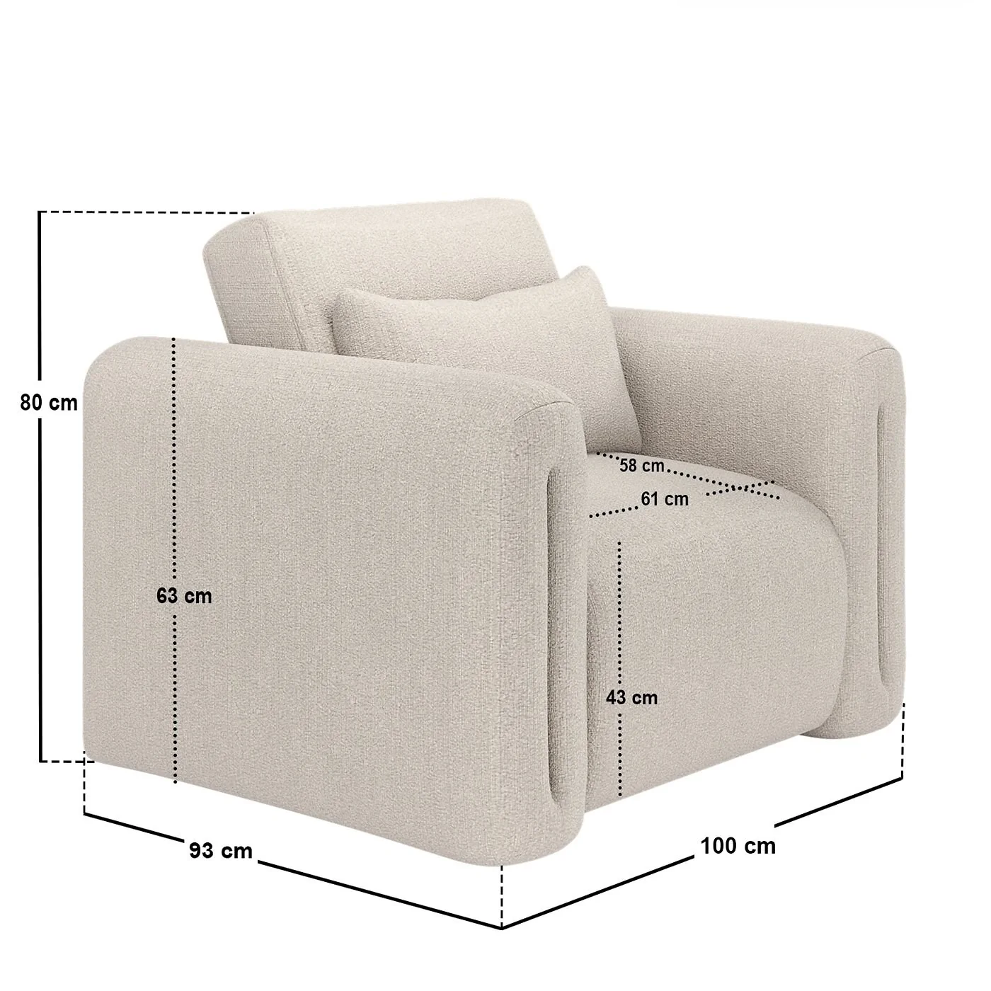 SOLACE+CO Mabel Armchair Beige Chenille image 7