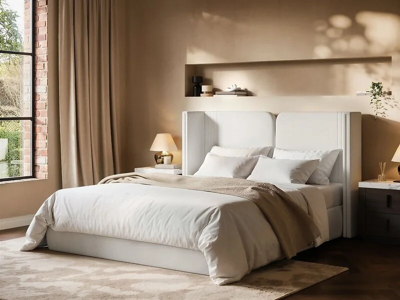 SOLACE+CO Lumen Ottoman Bed with LED Winged Headboard
