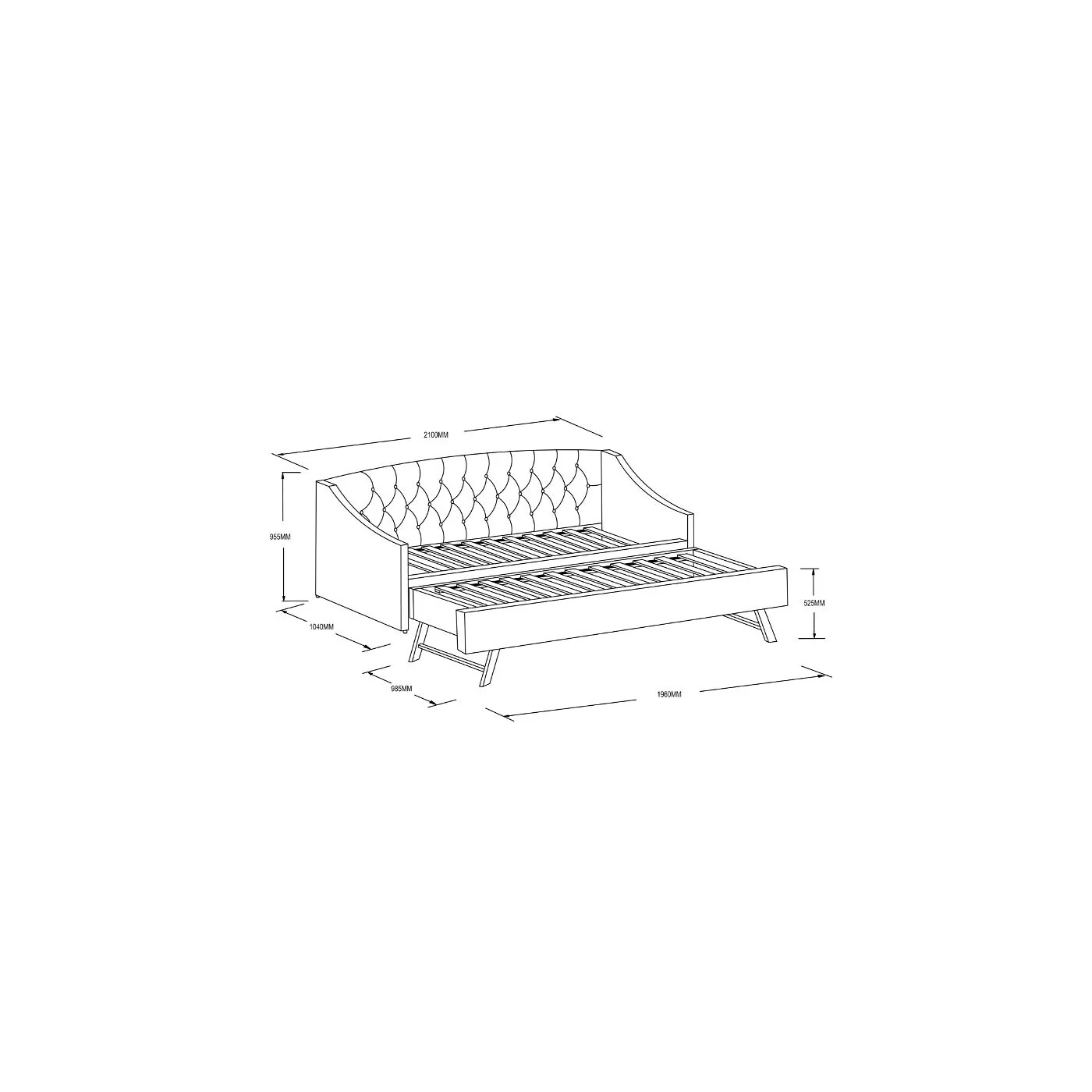 Flair Aurora Cream Boucle Daybed With Trundle image 7