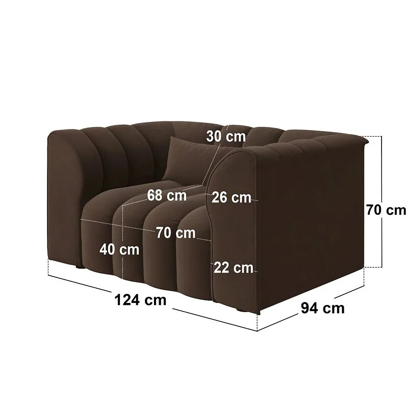 SOLACE+CO Halle Channel Tufted Loveseat with Storage Footstool Brown Velvet image 6