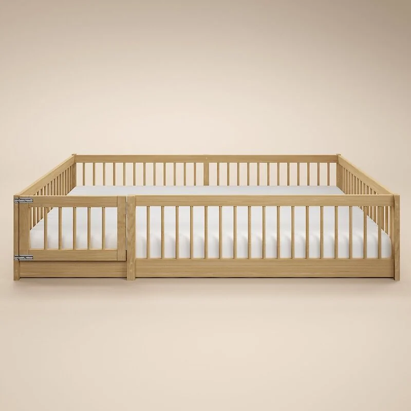 Flair Imogen Montessori Toddler Floor Bed with Safety Fence Oak image 3