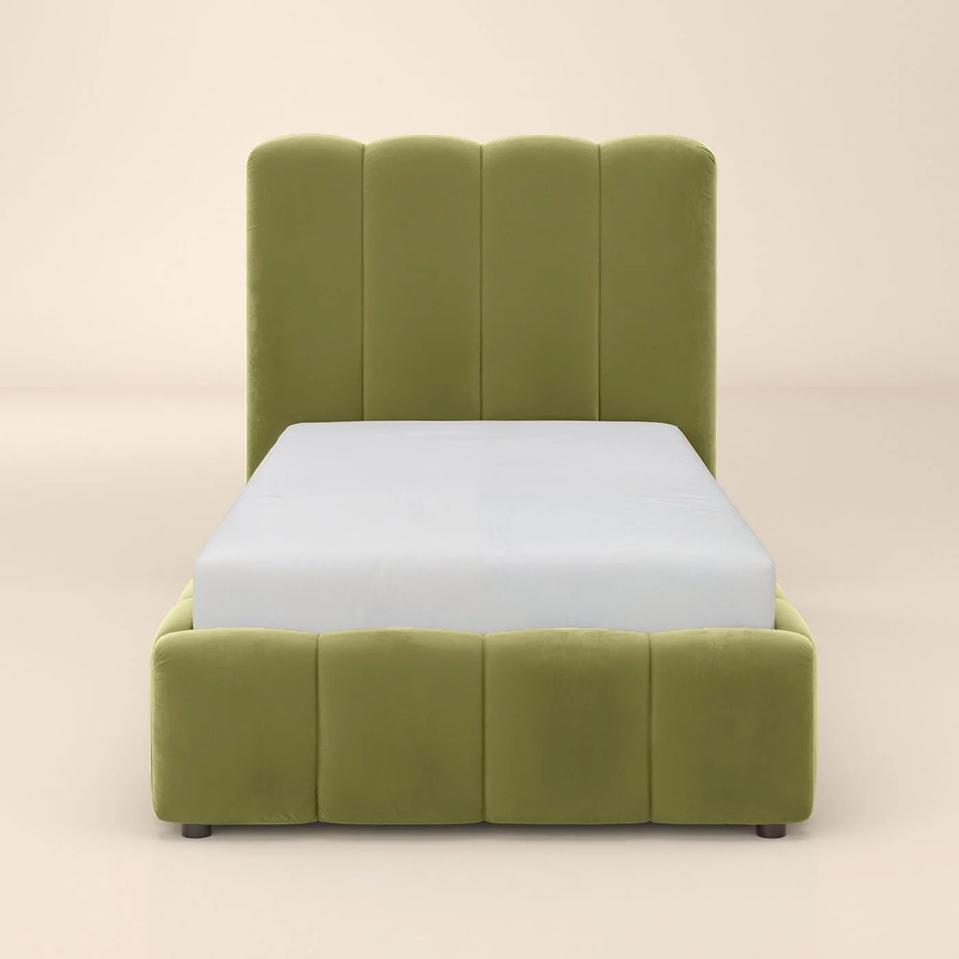 SOLACE+CO Emilie Single Ribbed Ottoman Bed Green Velvet image 6