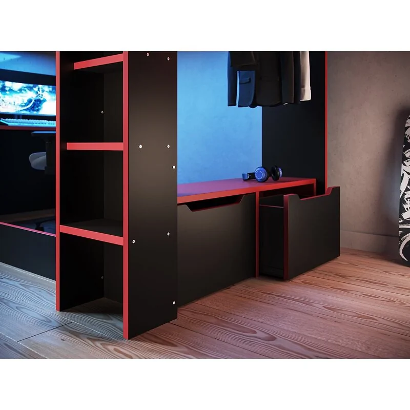 Recoil Shuttle LED Gaming High Sleeper Bed Single Black image 5