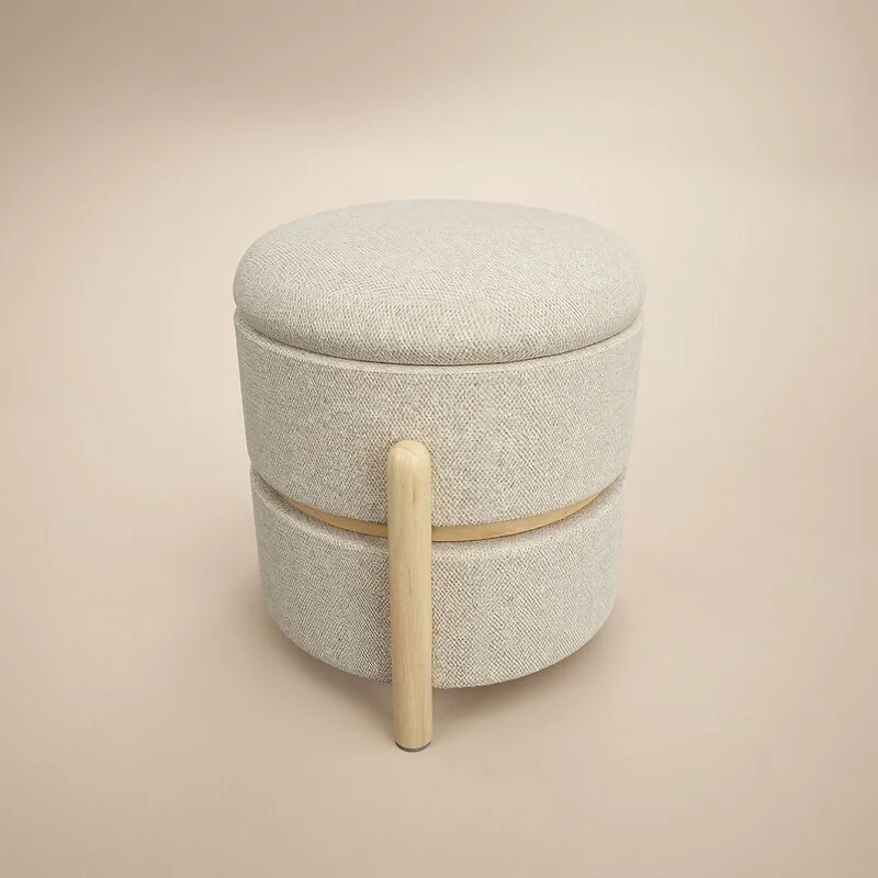 SOLACE+CO Ada Storage Pouffe Beige Boucle image 5