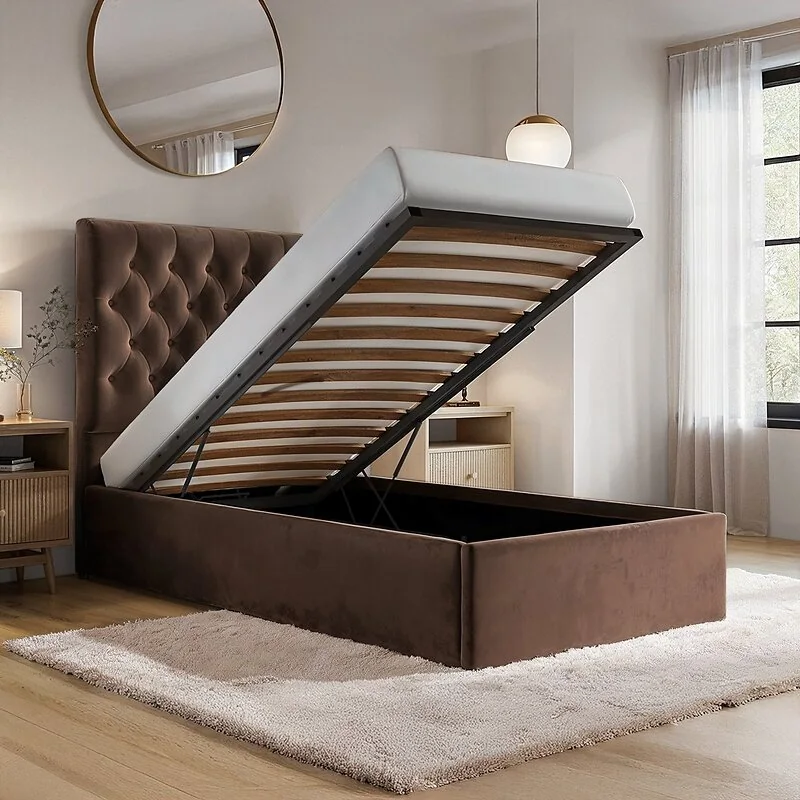 Flair Milan Single Bed Brown Velvet image 2
