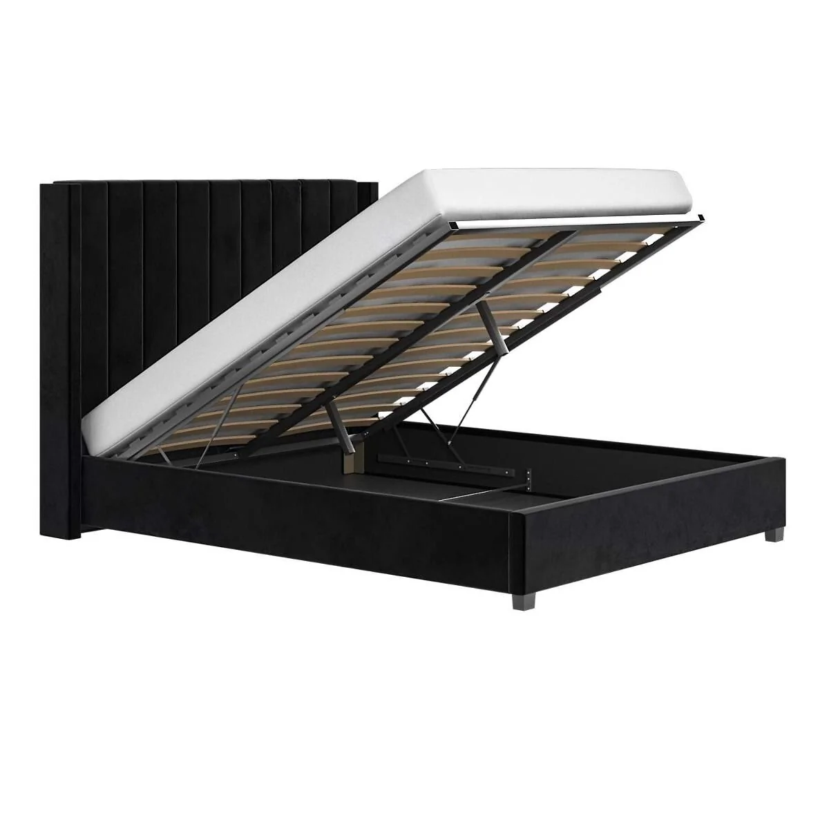 Flair Tiggy Ottoman Bed with Winged Headboard Black Velvet – view 5