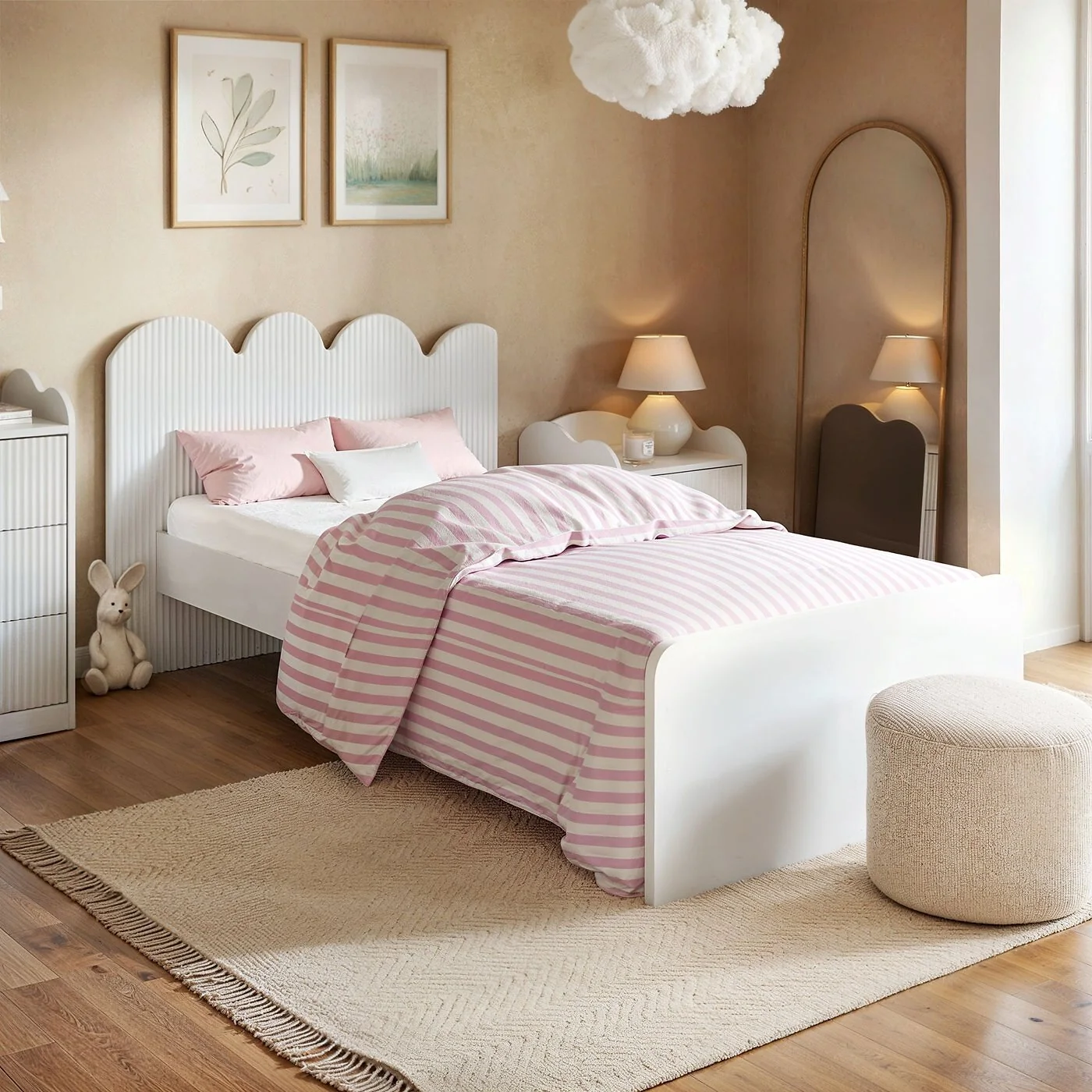 Flair Calista Ribbed Cloud Headboard Single Bed