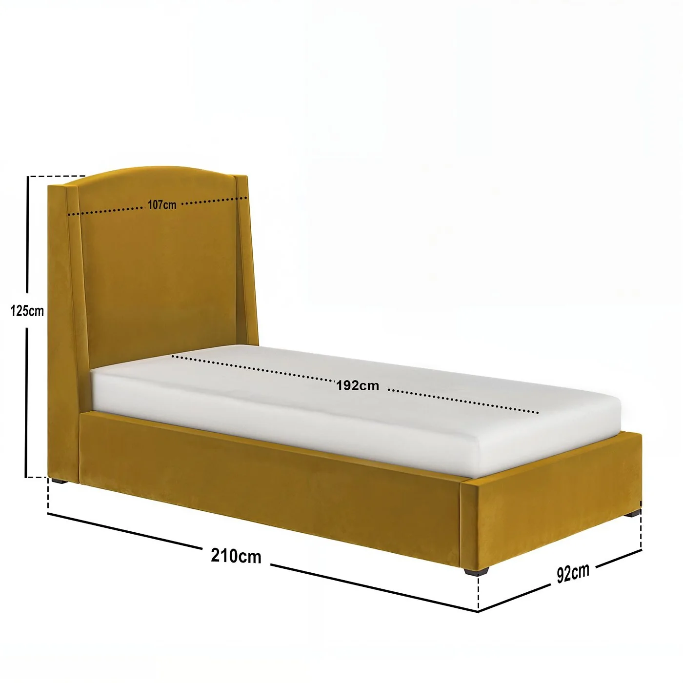 SOLACE+CO Blaine Single Winged Headboard Ottoman Bed Gold Velvet image 6