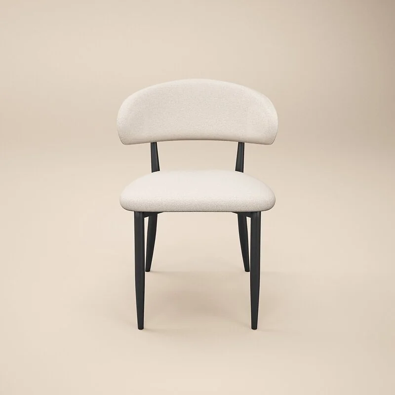 SOLACE+CO Cyra Set of 2 Dining Chairs with Curved Back Beige Chenille image 4