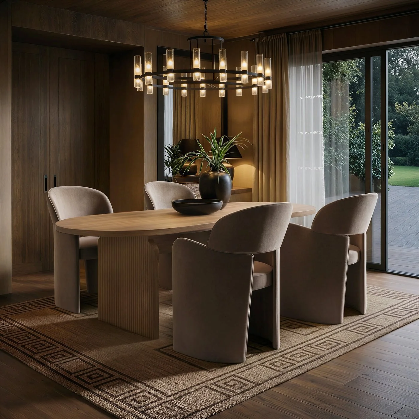 SOLACE+CO Varm & Estella Extendable Dining Table with Velvet Chairs Brown image 3
