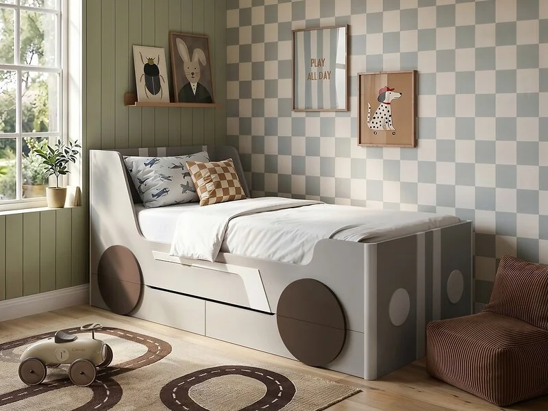 Flair Cooper Single Car Bed with Drawers Grey – view 3