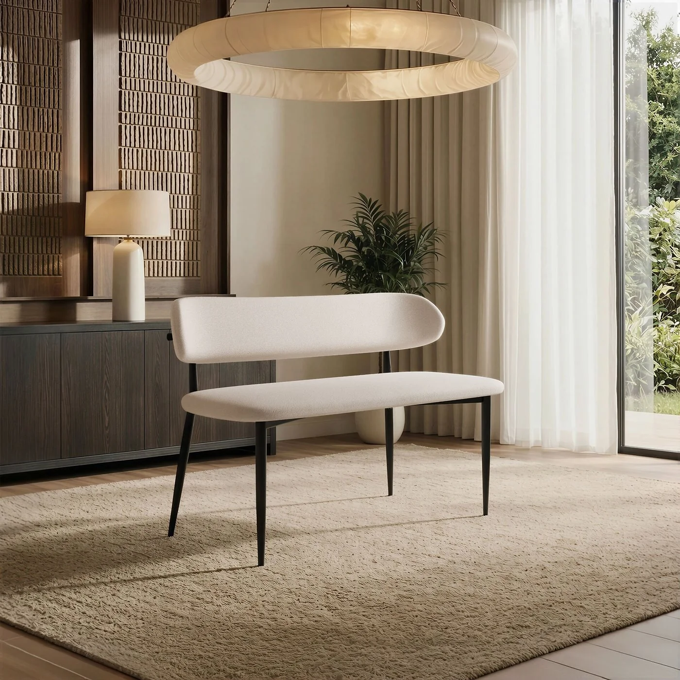 SOLACE+CO Varm & Cyra Extending Dining Set with Table Chenille Chairs & Bench image 3