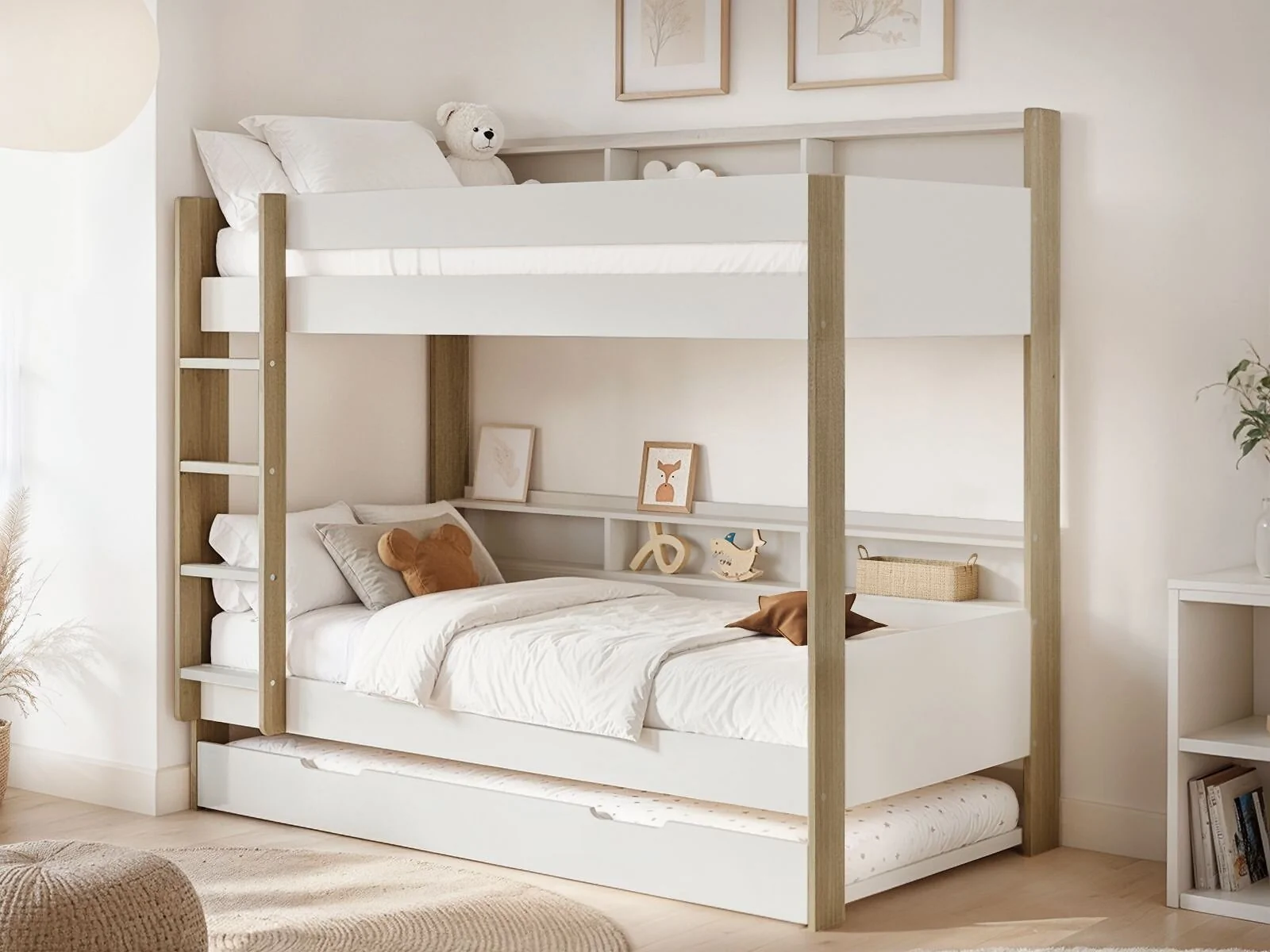 Noomi Bodie Bunk Bed with Shelves White Solid Wood (FSC-Certified) – view 5