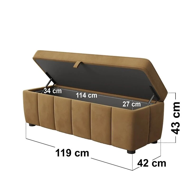 SOLACE+CO Emilie Ottoman Blanket Box Caramel Velvet image 5