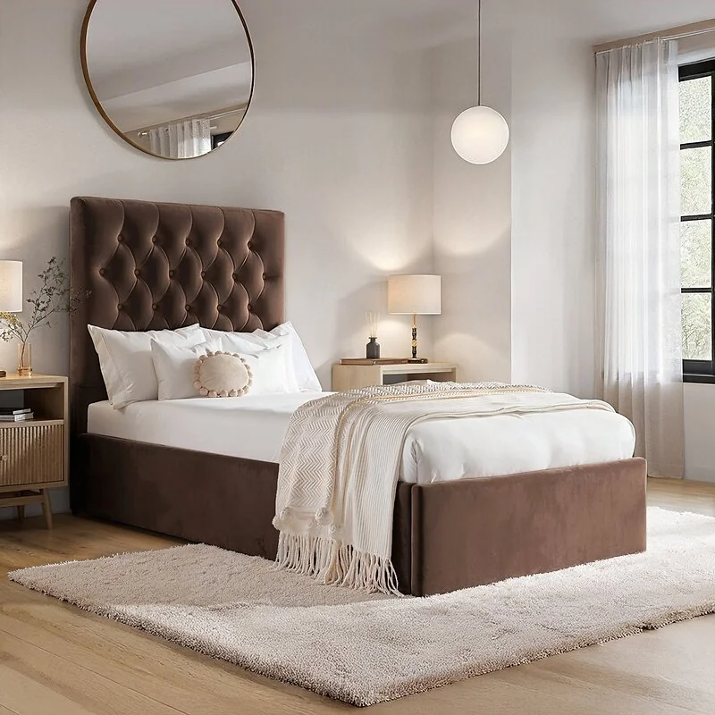 Flair Milan Single Bed Brown Velvet