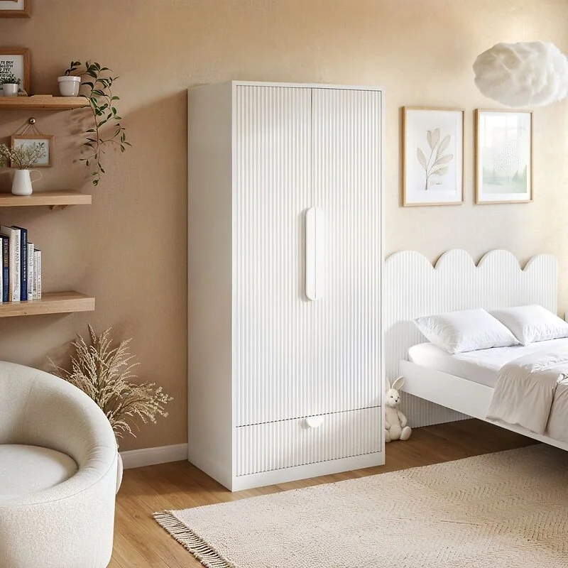 Flair Calista Ribbed Wardrobe 2 Doors with Drawer