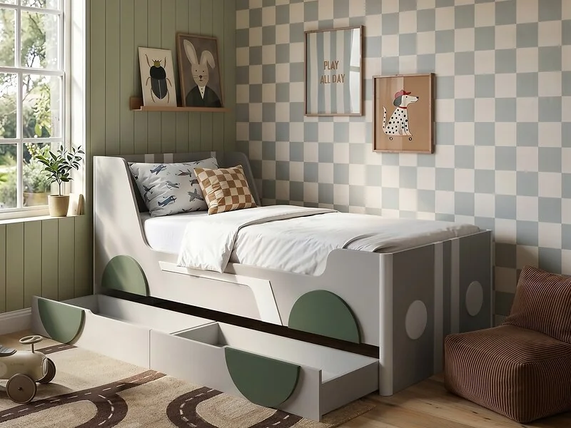 Flair Cooper Single Car Bed with Drawers Grey – view 4