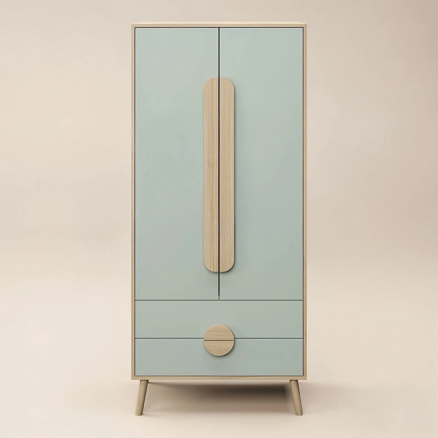 Flair Noah 2 Drawer Wardrobe Sage Green and Oak image 5