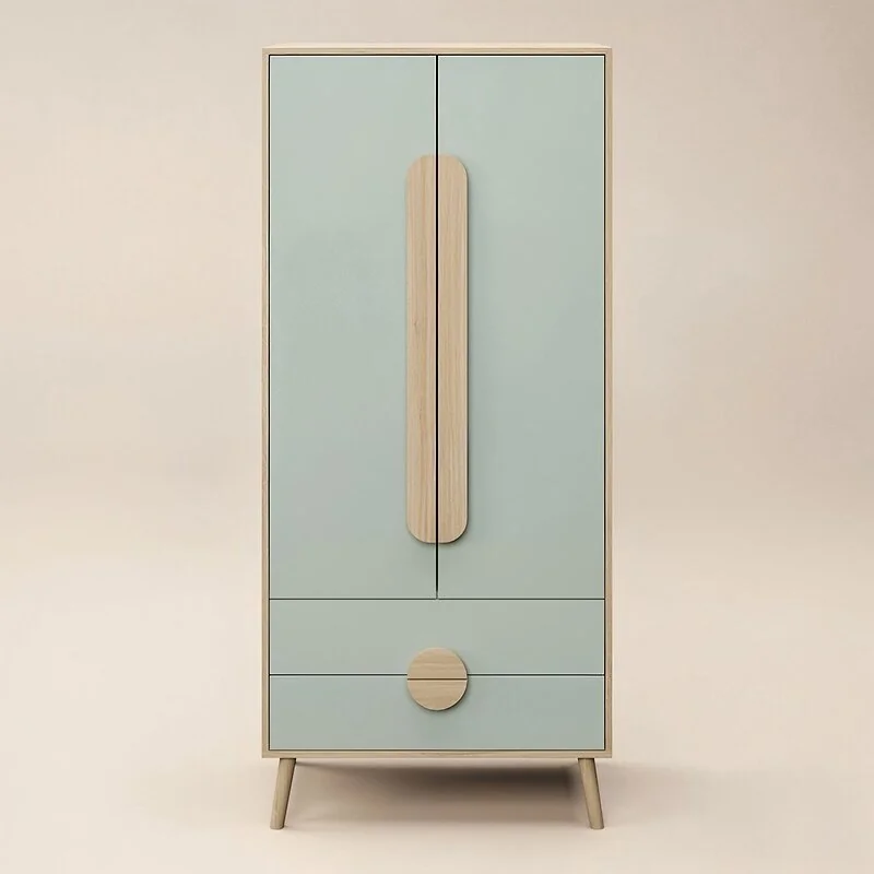 Flair Noah 2 Drawer Wardrobe Sage Green and Oak image 5