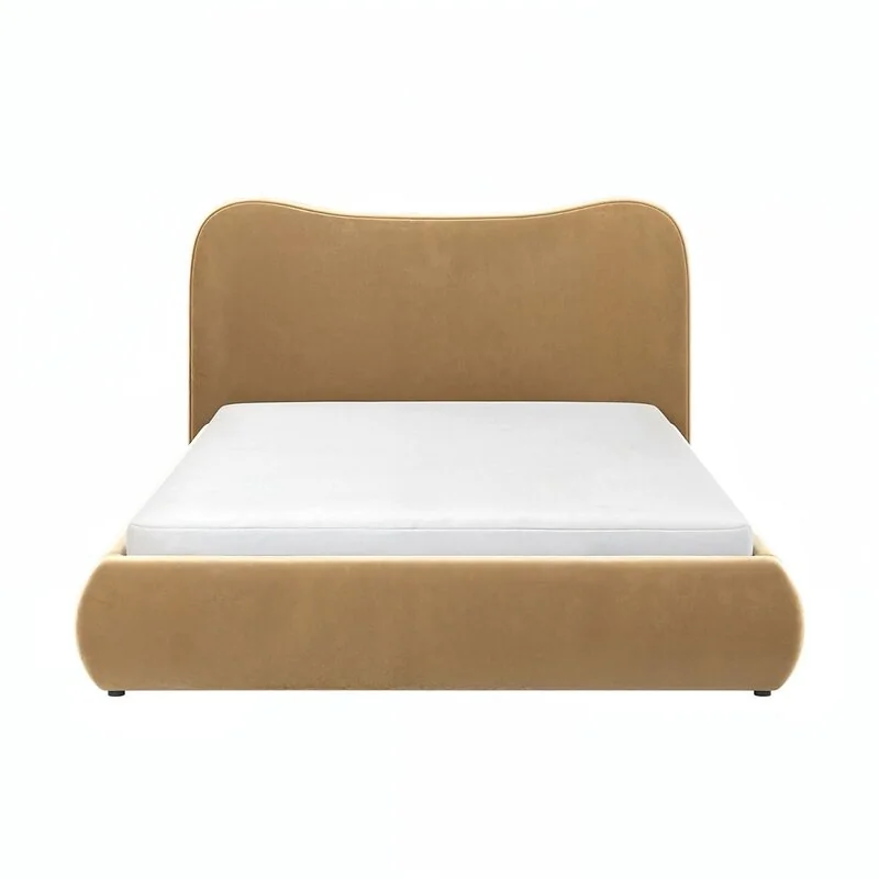 SOLACE+CO Ember curved headboard ottoman bed in Sand Velvet - cutout