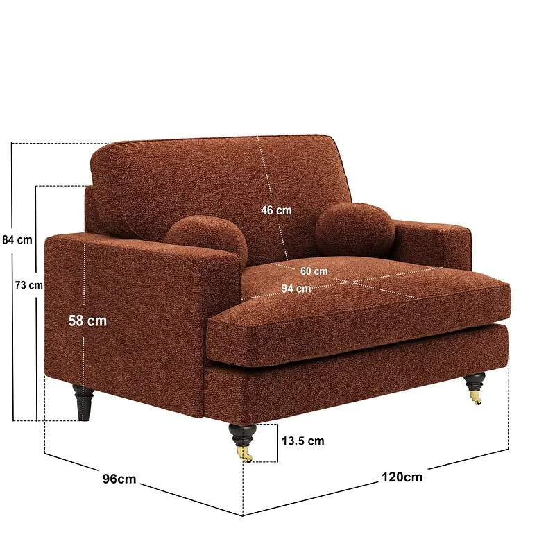SOLACE+CO Addison Loveseat Footstool Bundle Orange Chenille image 4