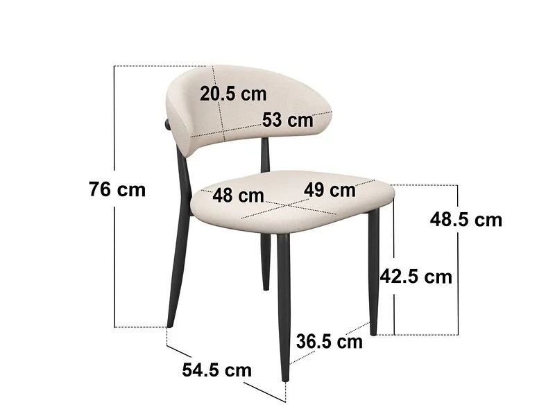 SOLACE+C Cyra beige chenille chair - dimensions