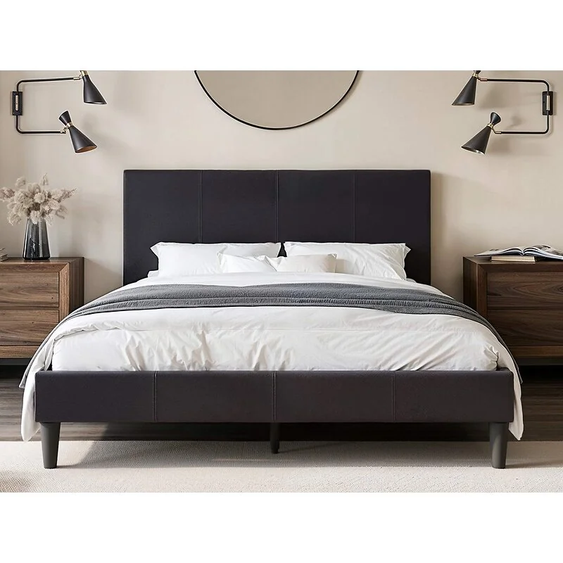Flair Leto Faux Leather Bed Frame Dark Brown image 3