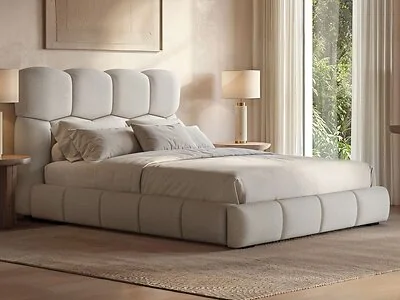 SOLACE+CO Irma Marshmallow Bed Frame Cream Chenille