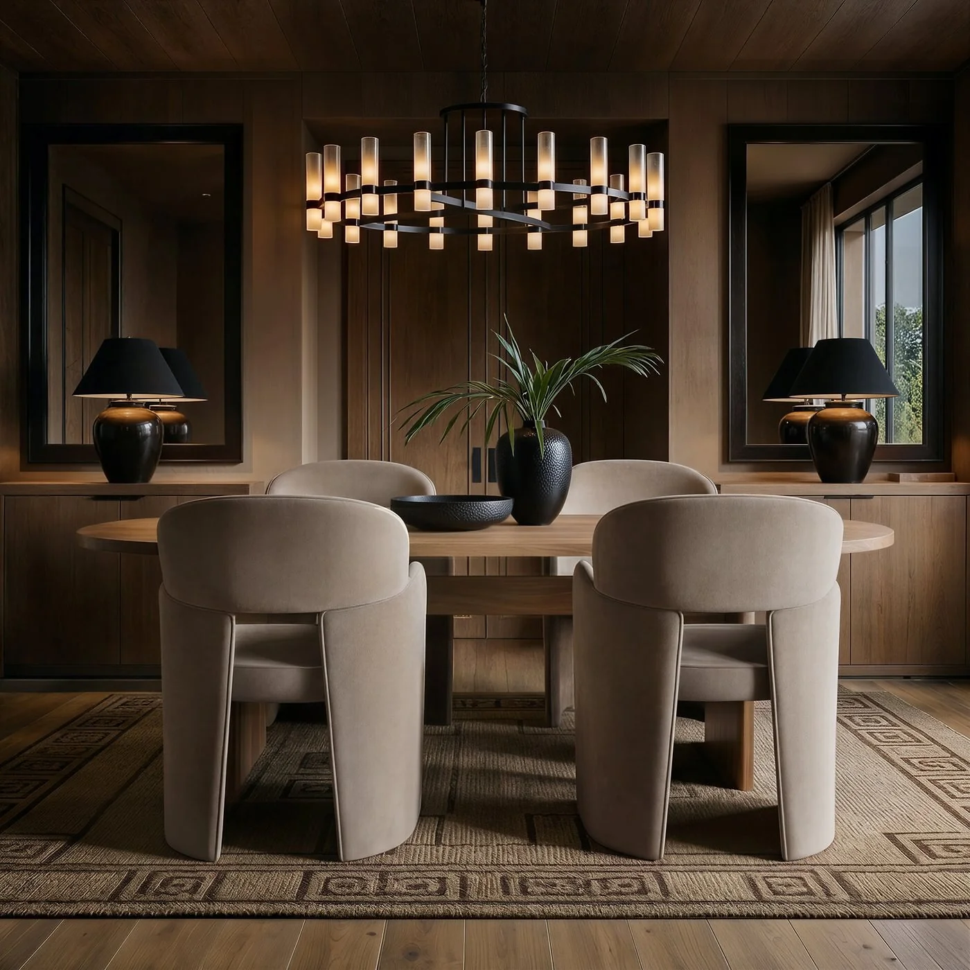 SOLACE+CO Varm & Estella Extendable Dining Table with Velvet Chairs Brown image 4