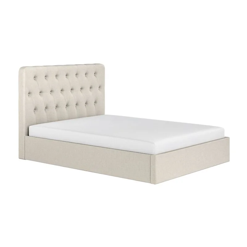 Flair Marley Buttoned Headboard Ottoman Bed Beige Linen image 5