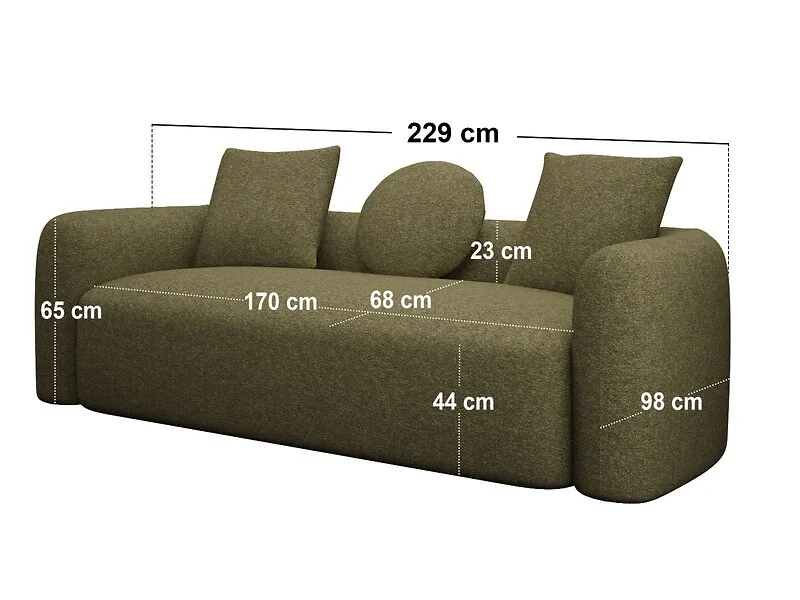 SOLACE+CO Cami 3 Seater Sofa Green Chenille – view 8