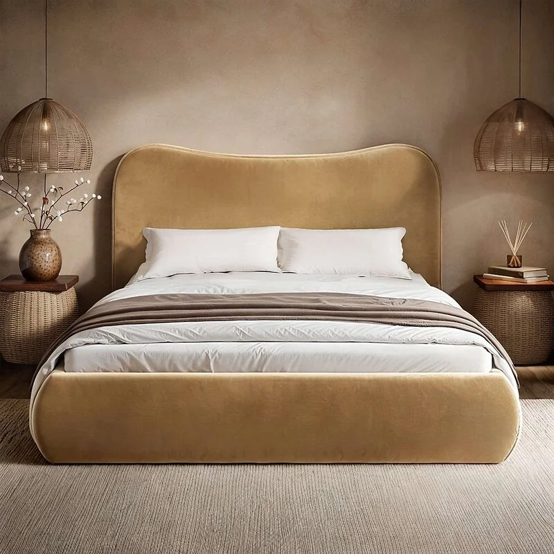 Solace+Co Ember Ottoman Bed Sand Velvet image 3