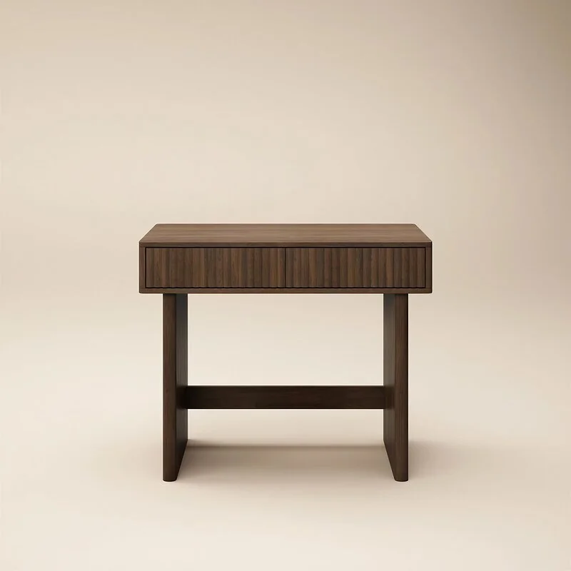 SOLACE+CO Velmor Ribbed Dressing Table Walnut image 3