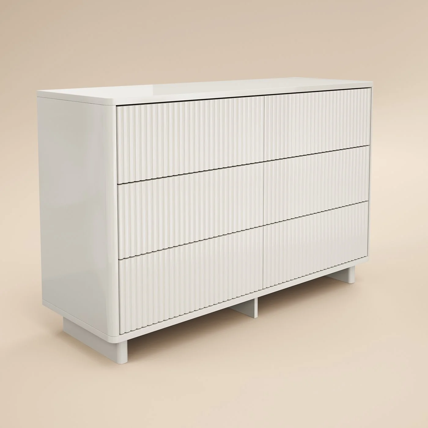 SOLACE+CO Velmor Ribbed Chest of 6 Drawers White image 5