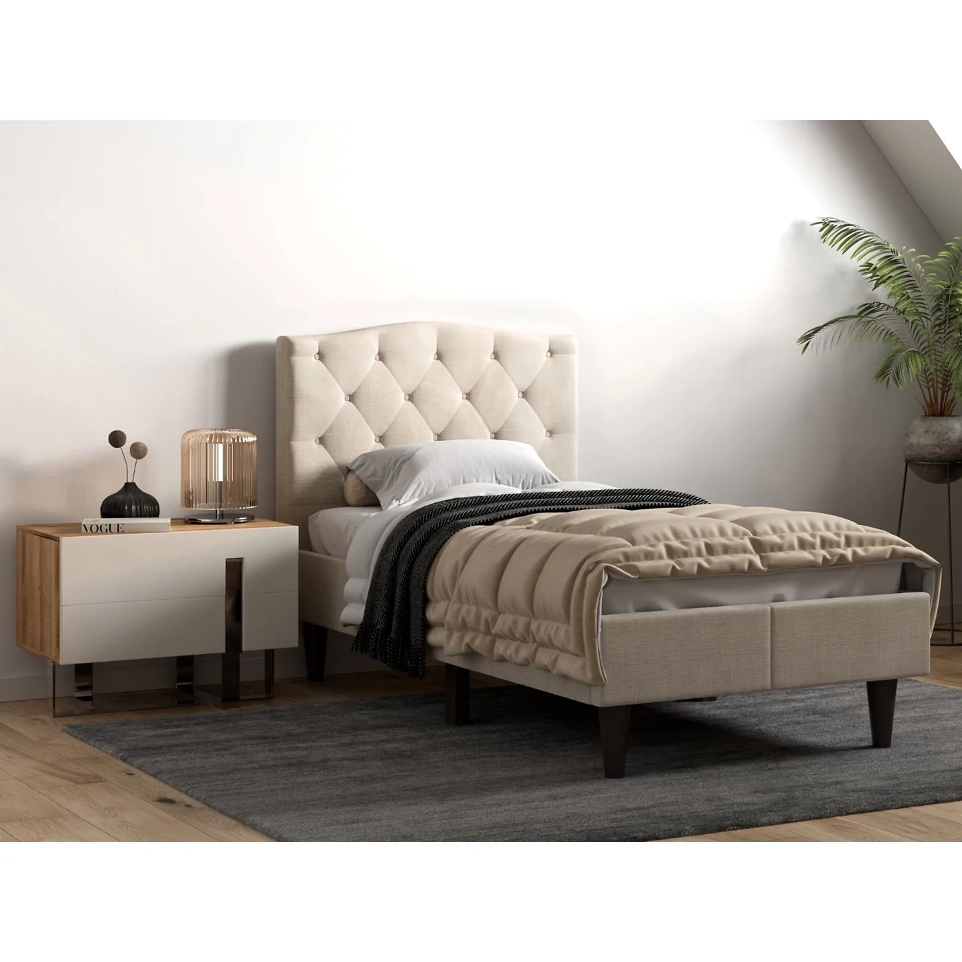Flair Barkby Fabric Bed Beige image 2