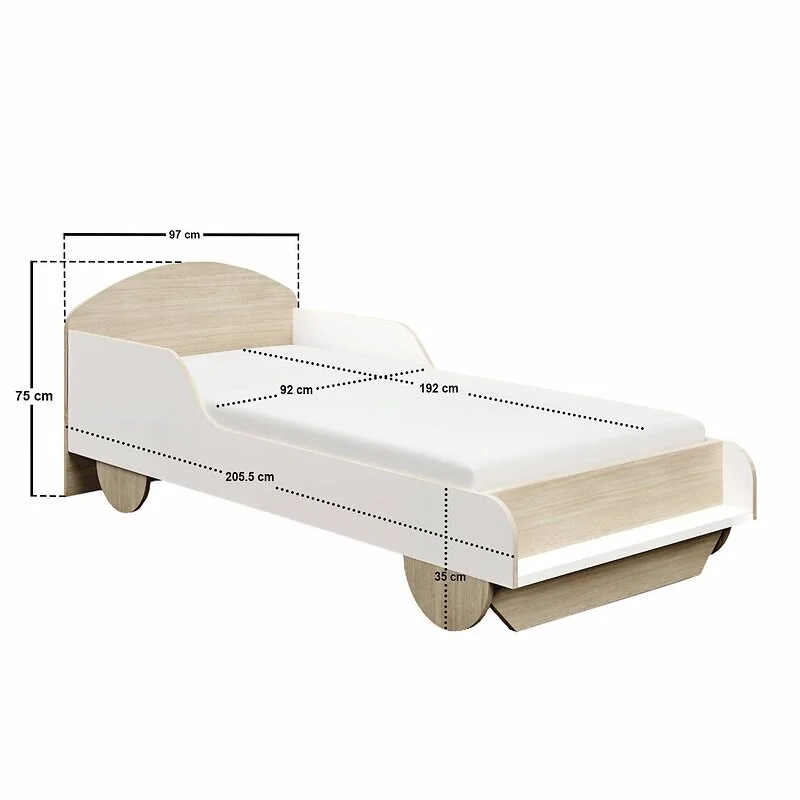 Flair Oliver Car Wooden Bed White & Oak image 5