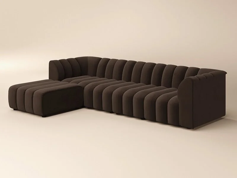 SOLACE+CO Halle Channel Tufted 4 Seater Modular Sofa with Reversible Footstool – view 7