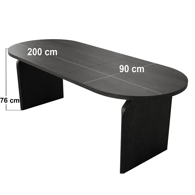 SOLACE+CO Varm & Cyra Black Extending Dining Table Set with 2 Beige Chenille Benches image 11