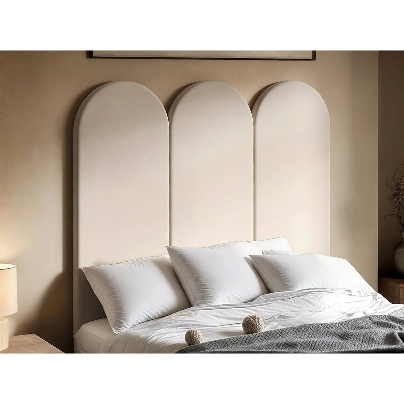 SOLACE+CO Cirrus Individual Headboard Panel Beige Velvet image 4